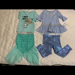Toddler girl 3T frozen and mermaid NWT